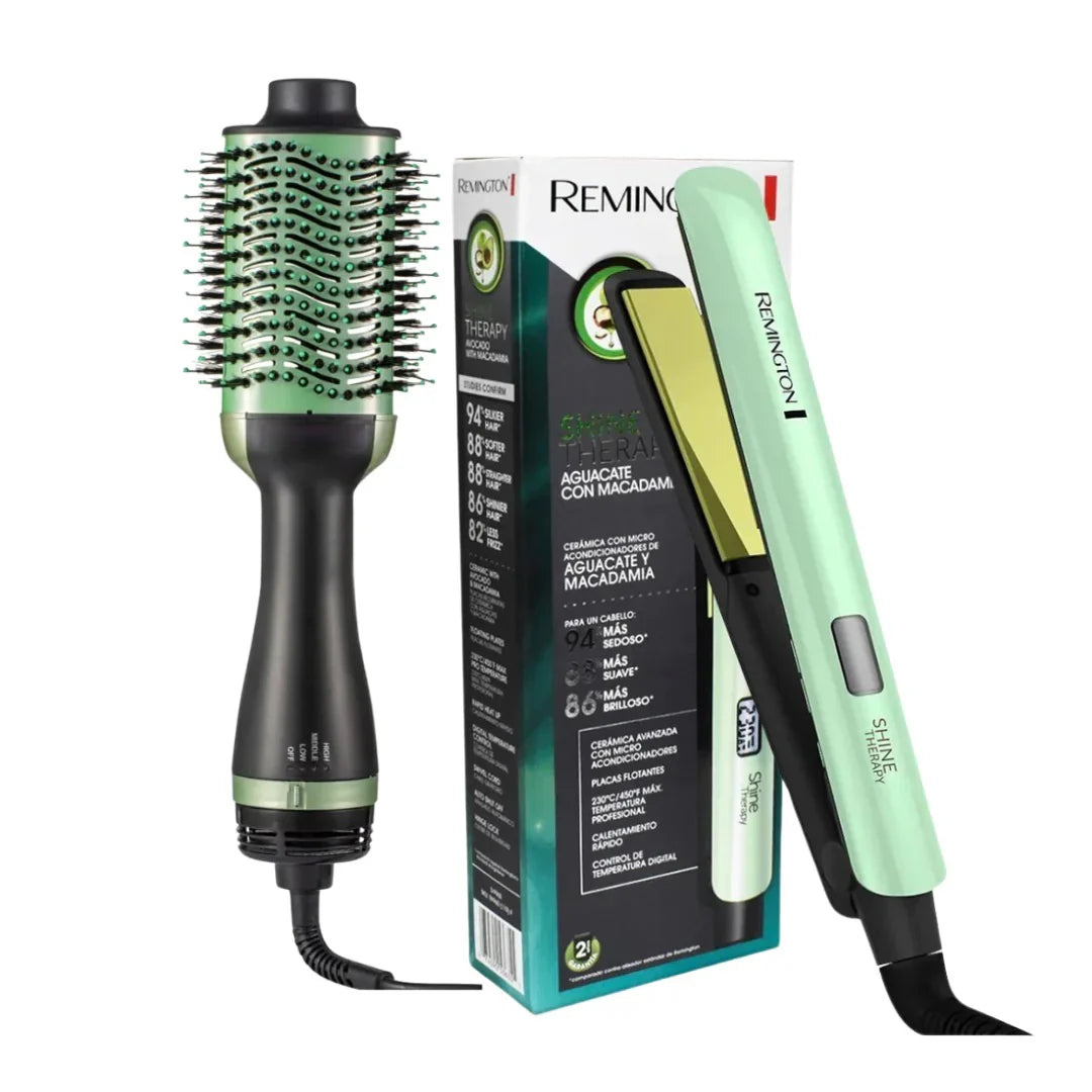 Combo Plancha + Cepillo Secador Aguacate