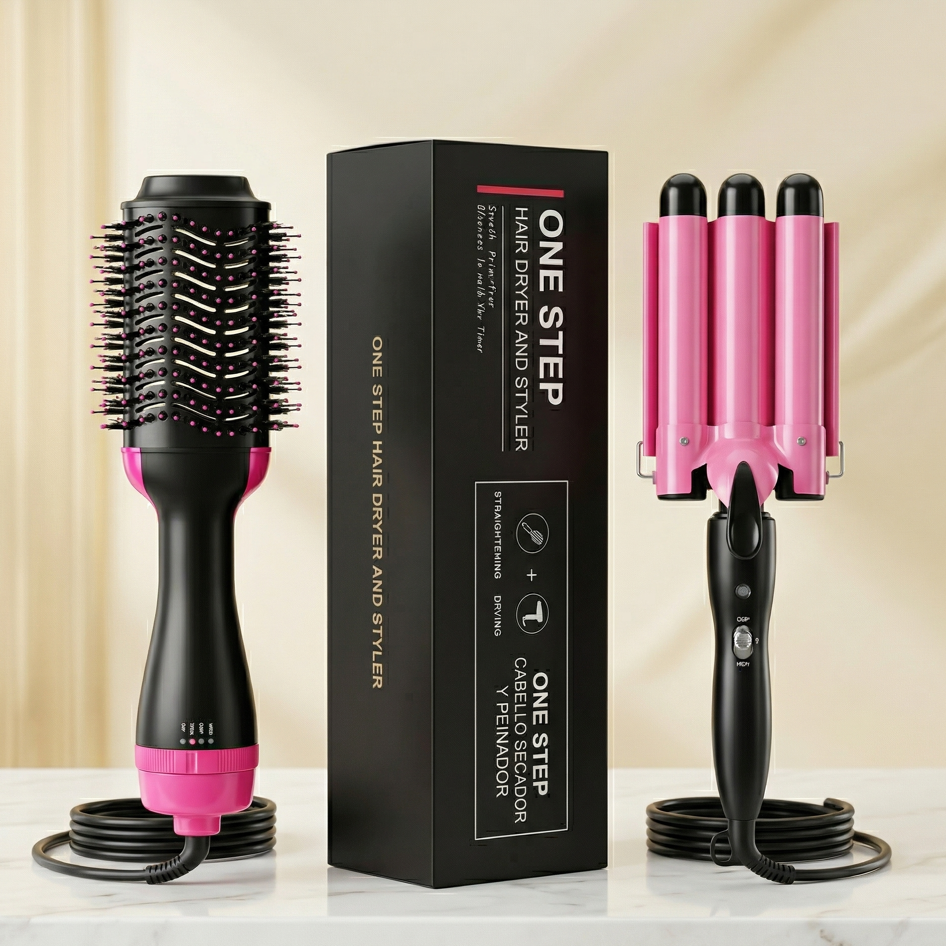 Cepillo secador + Pinza Onduladora 3 Tubos