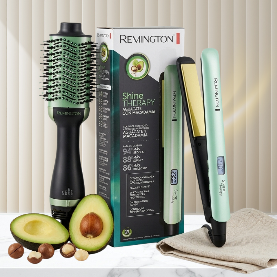 Combo Plancha + Cepillo Secador Aguacate