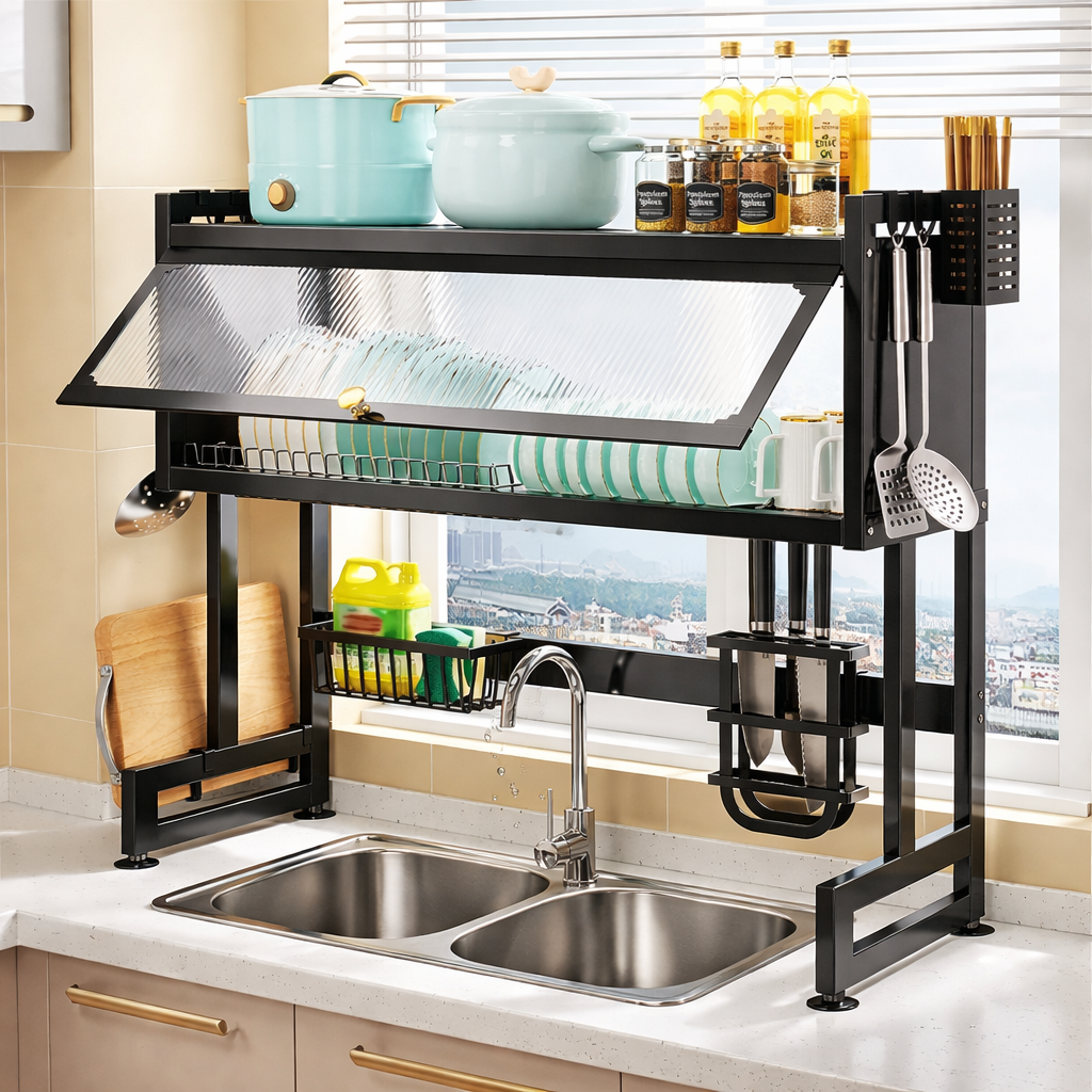 Escurridor Platos Loza Con Tapa De 65 CM